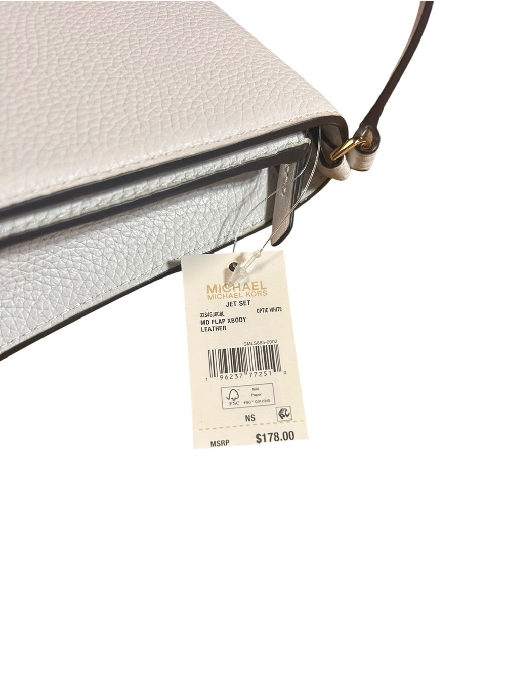 Michael Kors Optic White Pebbled Leather Flap Crossbody NWT - Picture 4 of 11